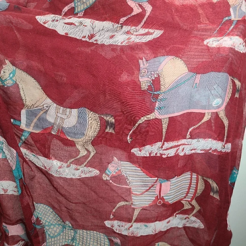 Burgundy Horses in Armour Barding Infinity Scarf